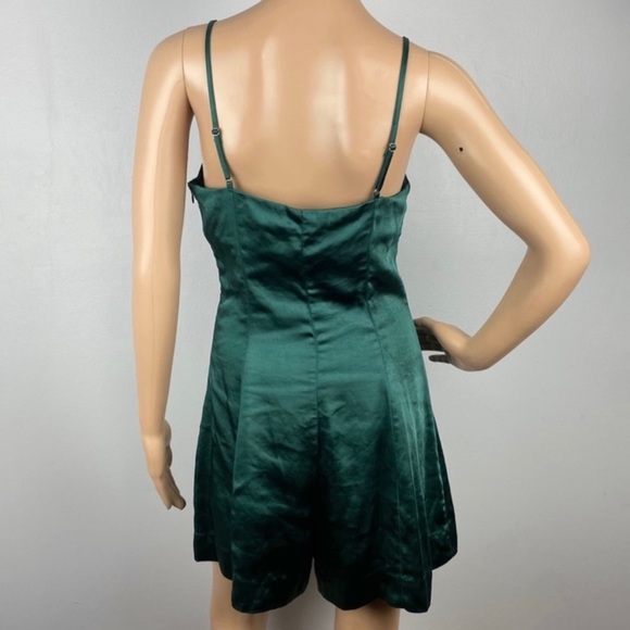 ENDLESS ROSE GREEN SATIN BUTTON FRONT ROMPER - Picture 6 of 8